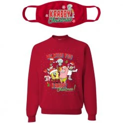 Wild-bobby SpongeBob We Wish You A Krabby Christmas Sweatshirt & Mask Bundle Accessories