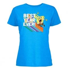 Dtg2go SpongeBob SquarePants Rainbow Best Year Ever Women’s Short Sleeve T-Shirt