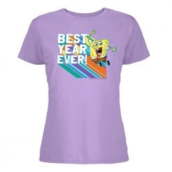 Dtg2go SpongeBob SquarePants Rainbow Best Year Ever Women’s Short Sleeve T-Shirt