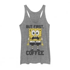 Fifthsun Clothing SpongeBob SquarePants First Coffee Women's Racerback Tank Top