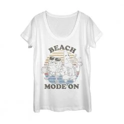 Fifthsun SpongeBob SquarePants Beach Mode Women's Scoop Neck T-Shirt Clothing