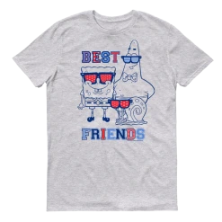 Monster Digital SpongeBob SquarePants Red, White And Blue Best Friends Adult Short Sleeve T-Shirt Clothing
