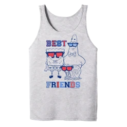 Dtg2go SpongeBob SquarePants Red, White And Blue Best Friends Adult Tank Top