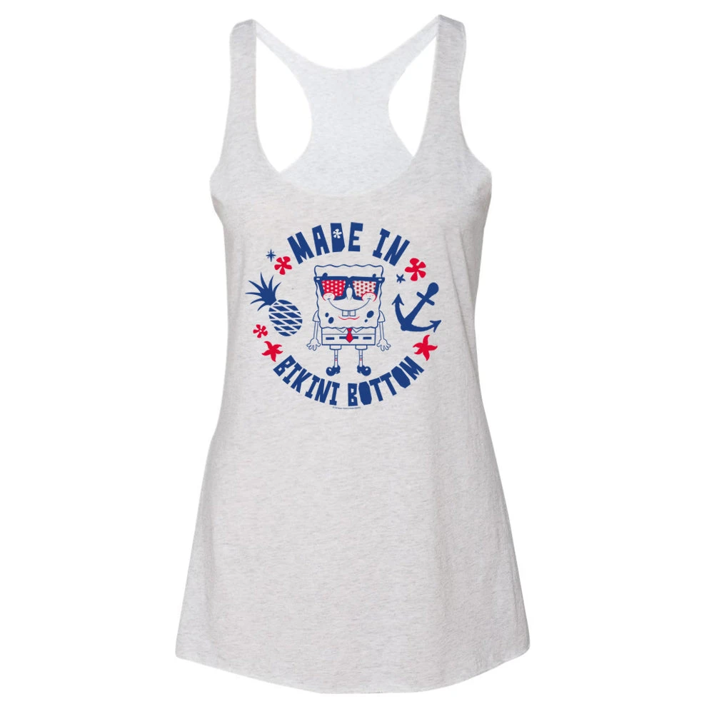 Dtg2go SpongeBob SquarePants Made In Bikini Bottom Women's Tri-Blend Racerback Tank Top