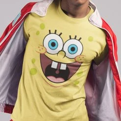 Fba-tsc SpongeBob SquarePants Yellow Big Face Short Sleeve T-Shirt Clothing