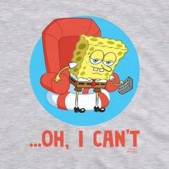 Dtg2go SpongeBob SquarePants Oh, I Can't Meme Adult Short Sleeve T-Shirt Clothing