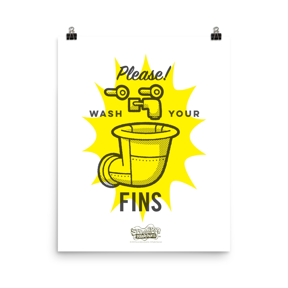 Circlegraphics SpongeBob SquarePants Wash Your Fins Premium Satin Poster Home & Office