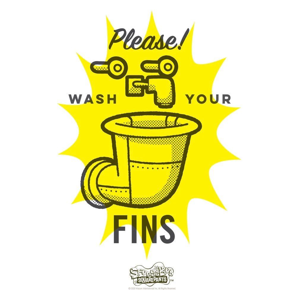 Circlegraphics SpongeBob SquarePants Wash Your Fins Premium Satin Poster Home & Office