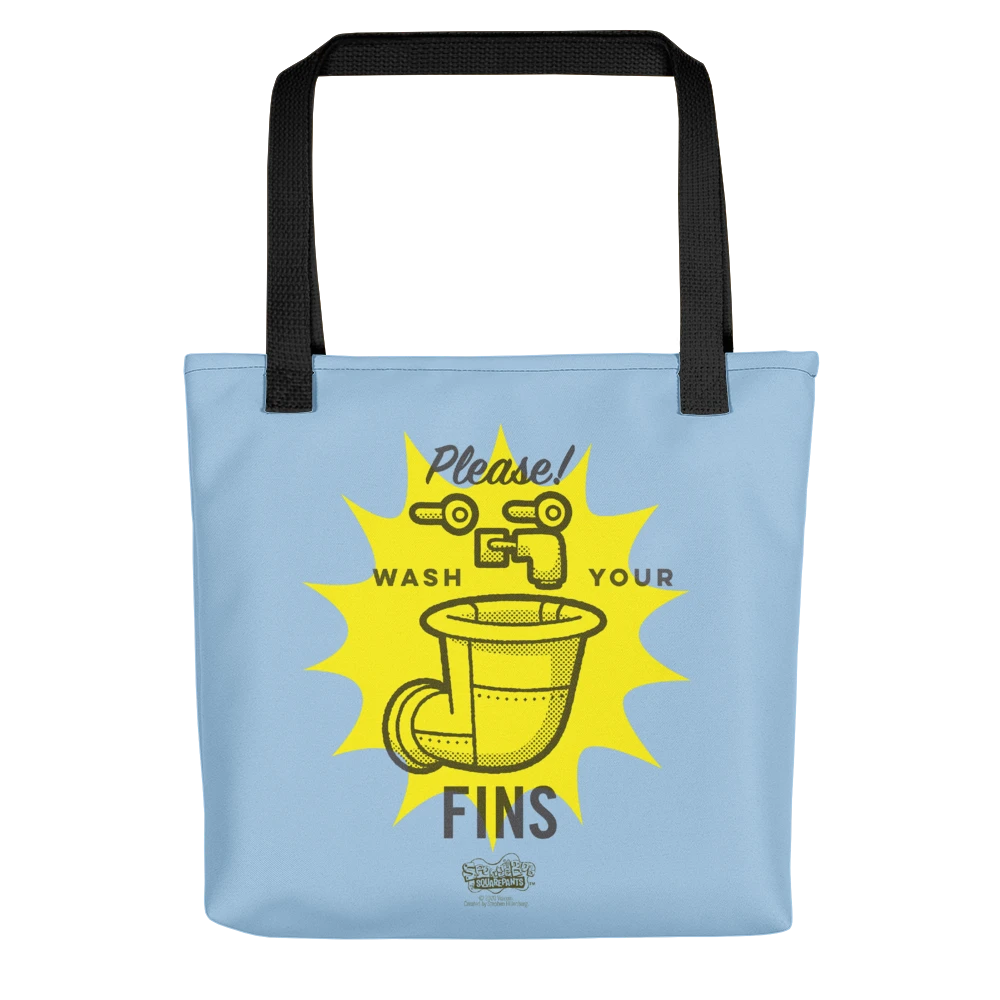 Printful SpongeBob SquarePants Wash Your Fins Premium Tote Bag