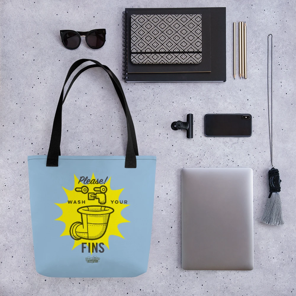Printful SpongeBob SquarePants Wash Your Fins Premium Tote Bag