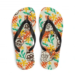 Printful SpongeBob SquarePants Sponge On The Run Camp Coral Floral Adult Flip Flops
