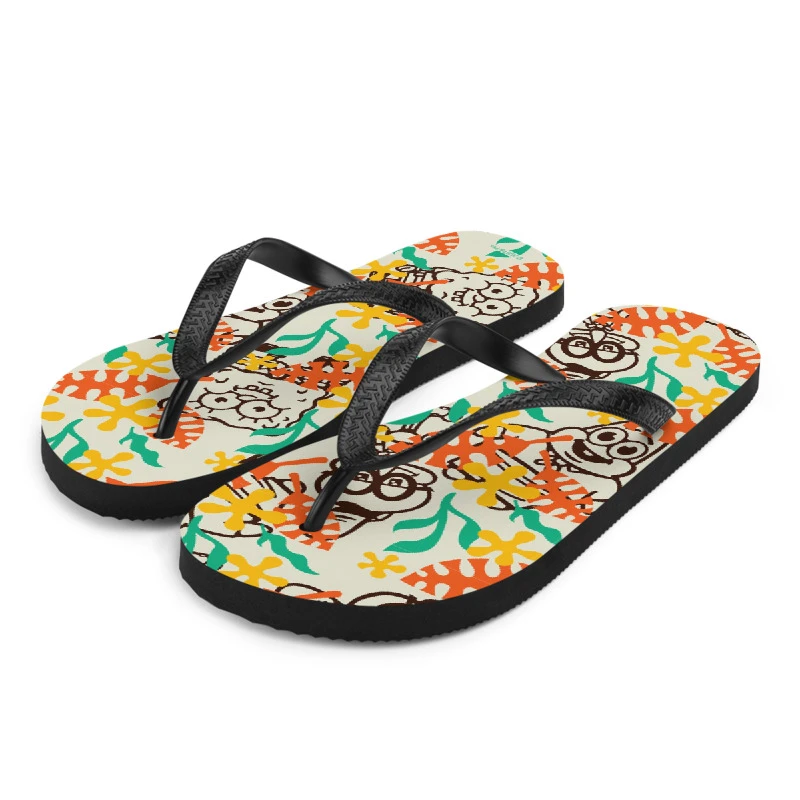 Printful SpongeBob SquarePants Sponge On The Run Camp Coral Floral Adult Flip Flops