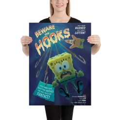Circlegraphics SpongeBob SquarePants Beware The Hooks Premium Satin Poster