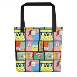 Printful Accessories SpongeBob SquarePants Characters Grid Premium Tote Bag