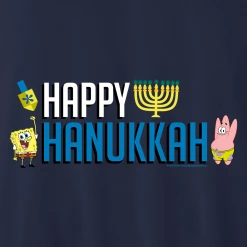 Dtg2go Clothing SpongeBob SquarePants Happy Hanukkah Fleece Crewneck Sweatshirt