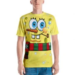 Printful SpongeBob Snowman Short Sleeve T-Shirt
