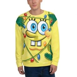 Printful SpongeBob Holiday Festive Crew Neck Sweatshirt