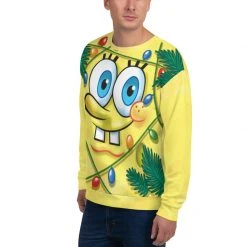 Printful SpongeBob Holiday Festive Crew Neck Sweatshirt