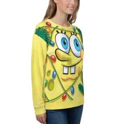 Printful SpongeBob Holiday Festive Crew Neck Sweatshirt