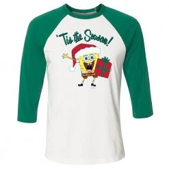 Dtg2go Clothing SpongeBob 'Tis The Season 3/4 Sleeve Baseball T-Shirt