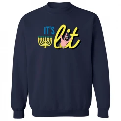 Dtg2go SpongeBob SquarePants It's Lit Fleece Crewneck Sweatshirt