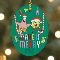 Photomugs Home & Office SpongeBob SquarePants Make It Merry Oval Ceramic Ornament