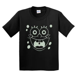 Wild-bobby SpongeBob SquarePants Glow In The Dark Big Face Kids Short Sleeve Shirt