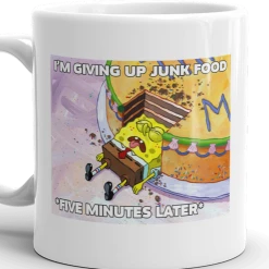 Monetyze-casetry SpongeBob SquarePants 5 Minutes Later Meme White Mug