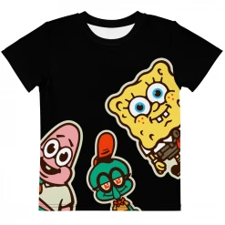 Printful SpongeBob SquarePants Sponge On The Run Happy Campers Kids Short Sleeve T-Shirt