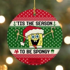 Photomugs SpongeBob SquarePants 'Tis The Season Round Ceramic Ornament