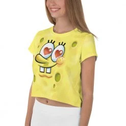 Printful SpongeBob SquarePants Heart Eyes Women's Crop T-Shirt Clothing