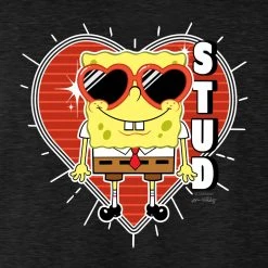 Monster Digital Clothing SpongeBob SquarePants Heart Sunglasses Stud Tri-Blend T-Shirt