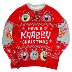 Shiphero-roody SpongeBob Krabby Christmas Ugly Holiday Sweater Clothing
