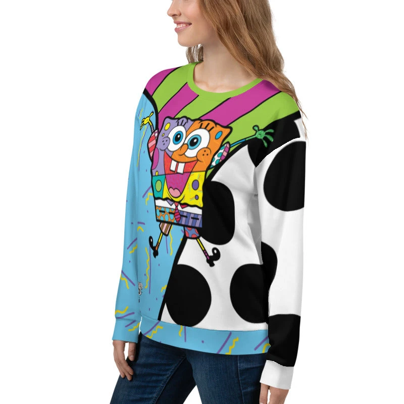Printful SpongeBob SquarePants Britto Crew Neck Sweatshirt Clothing