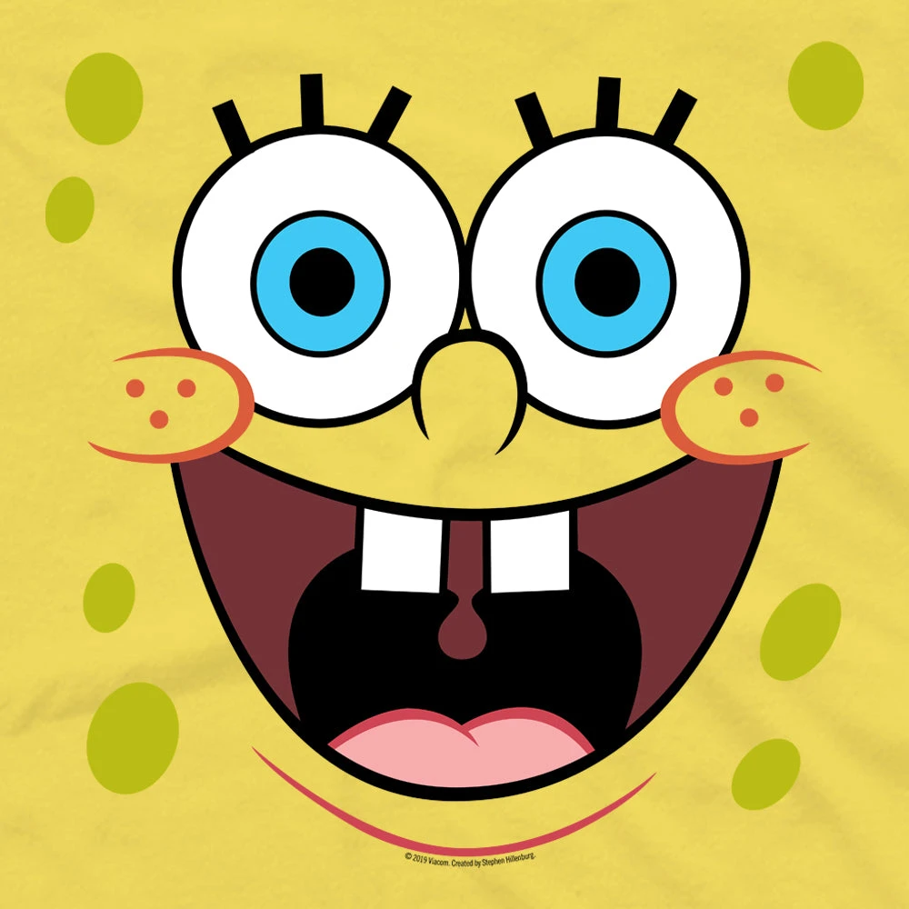 Fba-tsc SpongeBob SquarePants Yellow Big Face Short Sleeve T-Shirt Clothing