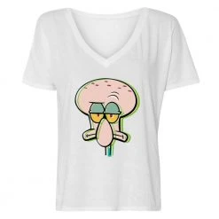Dtg2go Squidward Grumpy Women's Relaxed V-Neck T-Shirt