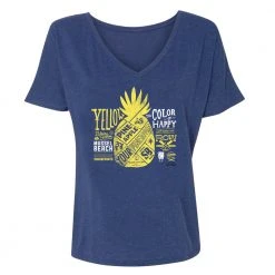 Dtg2go SpongeBob SquarePants Color Of Happy Women's Relaxed V-Neck T-Shirt Clothing