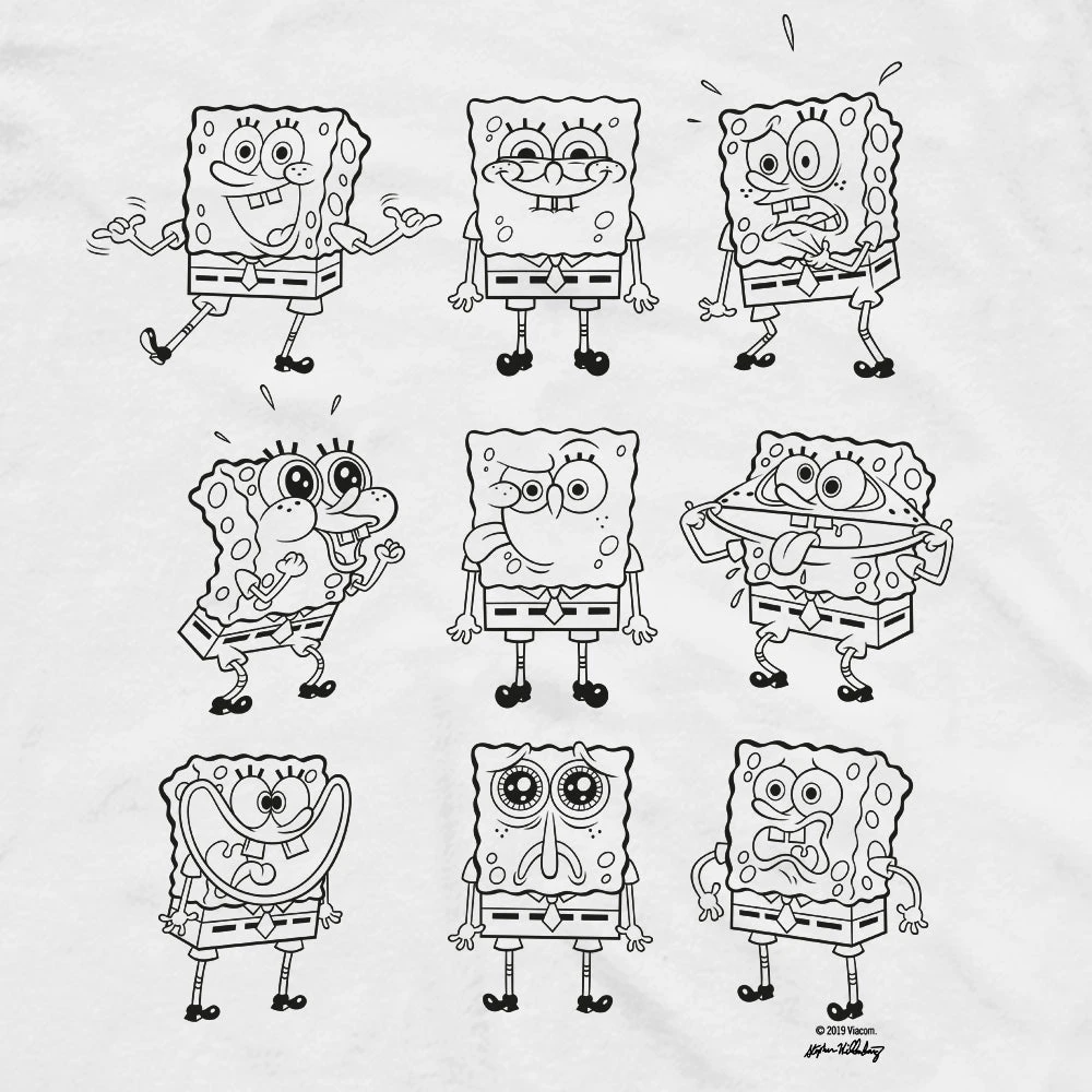 Monster Digital SpongeBob SquarePants Black And White Moody Short Sleeve T-Shirt