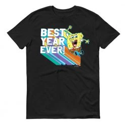 Dtg2go SpongeBob SquarePants Rainbow Best Year Adult Short Sleeve T-Shirt Clothing