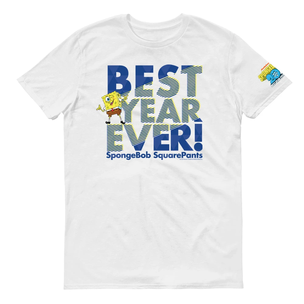 Dtg2go SpongeBob SquarePants Best Year Ever Blue Adult Short Sleeve T-Shirt