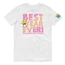 Dtg2go Clothing SpongeBob SquarePants Best Year Ever Pink Adult Short Sleeve T-Shirt