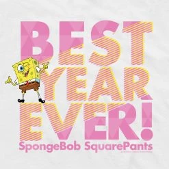Dtg2go Clothing SpongeBob SquarePants Best Year Ever Pink Adult Short Sleeve T-Shirt