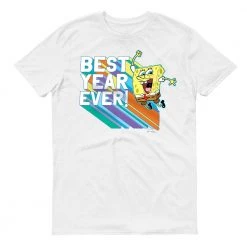 Dtg2go SpongeBob SquarePants Rainbow Best Year Adult Short Sleeve T-Shirt Clothing