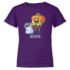 Monster Digital SpongeBob Trick-or-Treat Personalized Kids Short Sleeve T-Shirt Clothing