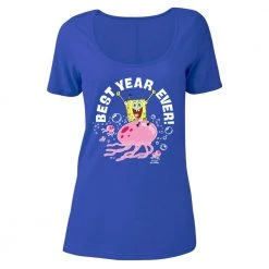Dtg2go SpongeBob SquarePants Best Year Ever Jellyfish Women's Relaxed Scoop Neck T-Shirt