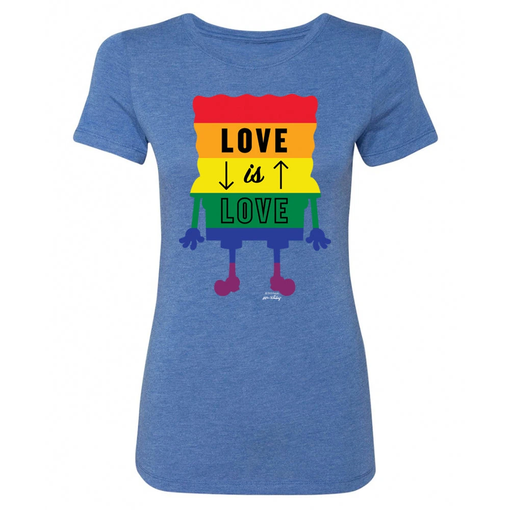 Dtg2go Clothing SpongeBob SquarePants Love Is Love Women's Tri-Blend Short Sleeve T-Shirt