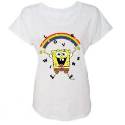 Dtg2go SpongeBob SquarePants Love Wins Women's Tri-Blend Dolman T-Shirt Clothing