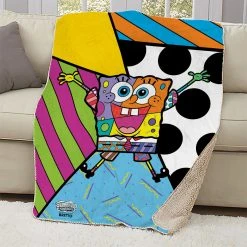 Progift SpongeBob SquarePants Britto Rainbow Sherpa Blanket