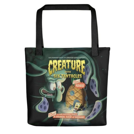 Printful SpongeBob Creature With Six Tentacles Tote Bag Accessories