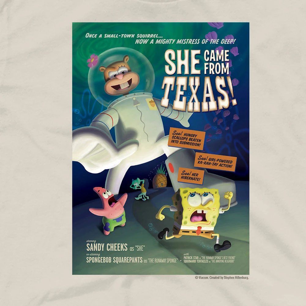 Monster Digital SpongeBob SquarePants She Came From Texas Adult Short Sleeve T-Shirt